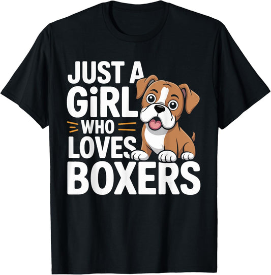 Just a Girl Who Loves Boxers Dog Lover Gifts for Girls Kids T-Shirt