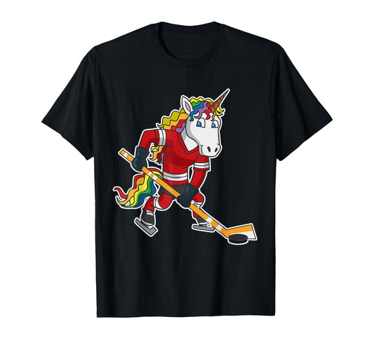 Unicorn Hockey Vintage Distressed Kids Girls Women T-Shirt