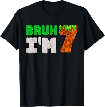 Birthday Boy It's My 7th Birthday I'm 7 Year Old Gamer Pixel T-Shirt