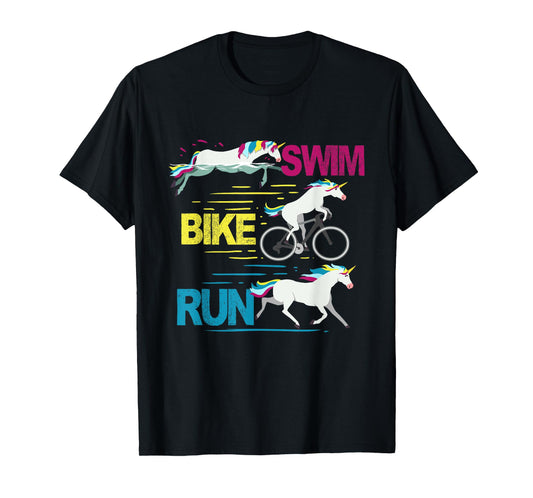 Running Swimming Cycling Unicorn Triathlete Triathlon T-Shirt