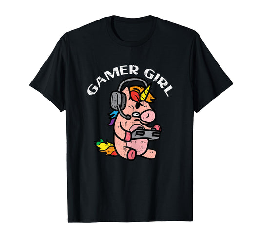 Gamer Girl Unicorn Gaming Cute Women Girls Kids Teen Youth T-Shirt