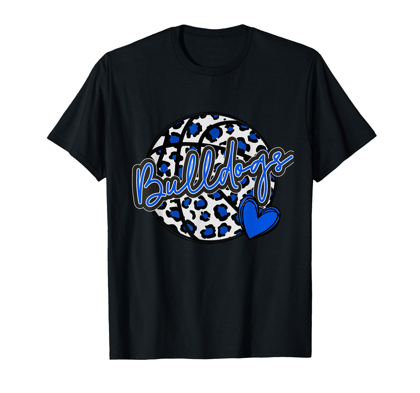 Leopard Cheetah Basketball BULLDOGS Blue Spirit Game Tee T-Shirt