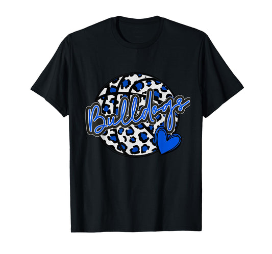 Leopard Cheetah Basketball BULLDOGS Blue Spirit Game Tee T-Shirt
