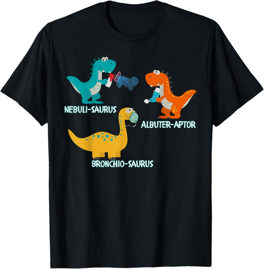Dinosaur Pediatric Respiratory Therapy PEDS PICU RRT Crew T-Shirt