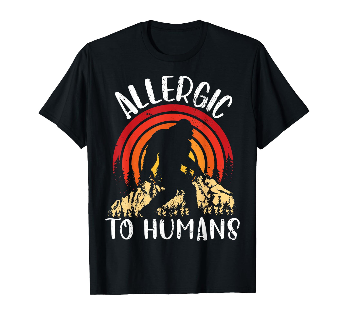 Retro Bigfoot Allergic To Humans Sasquatch for Introvert T-Shirt