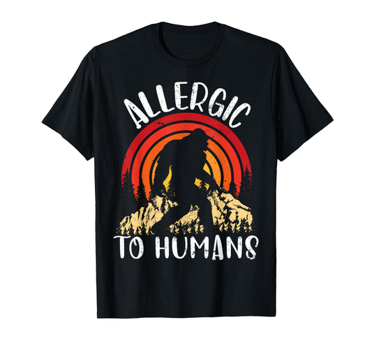 Retro Bigfoot Allergic To Humans Sasquatch for Introvert T-Shirt