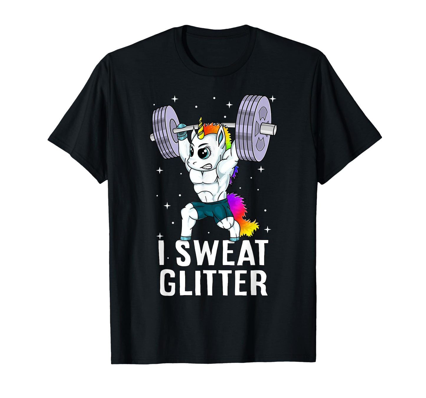 Unicorn I Sweat Glitter Funny Gym Workout Men Women Kids T-Shirt