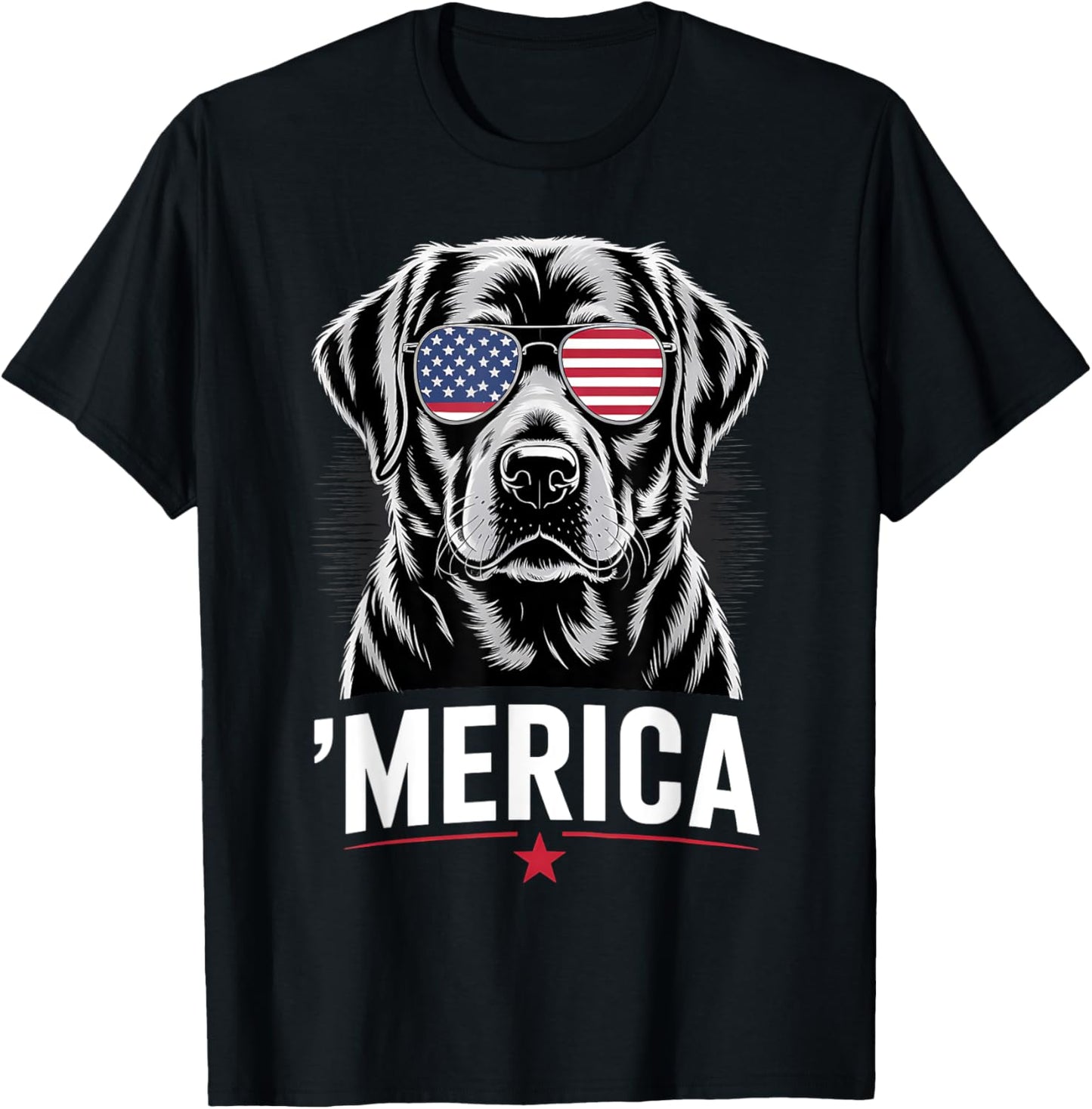 Retro Labrador Retriever American Flag USA Dog 4th July T-Shirt