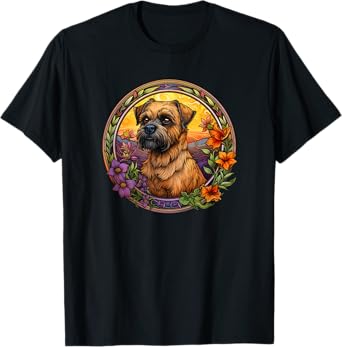 Cute Funny Flowers Floral Border Terrier Lover T-Shirt