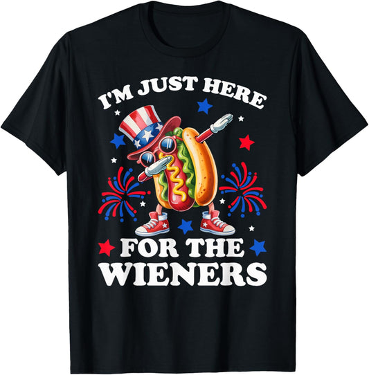 I'm Just Here For The Wieners Hotdog Funny 4Th Of July T-Shirt