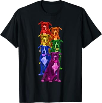 Pitbull Rainbow Flag Gay Pride LGBT Dog Lover T-Shirt