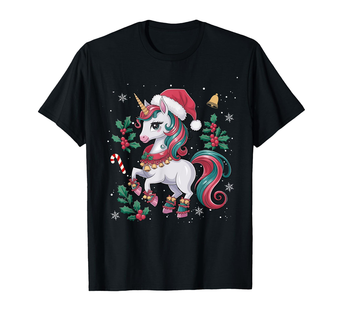Cute Unicorn Christmas Girls Kids Toddler Xmas Santa Unicorn T-Shirt