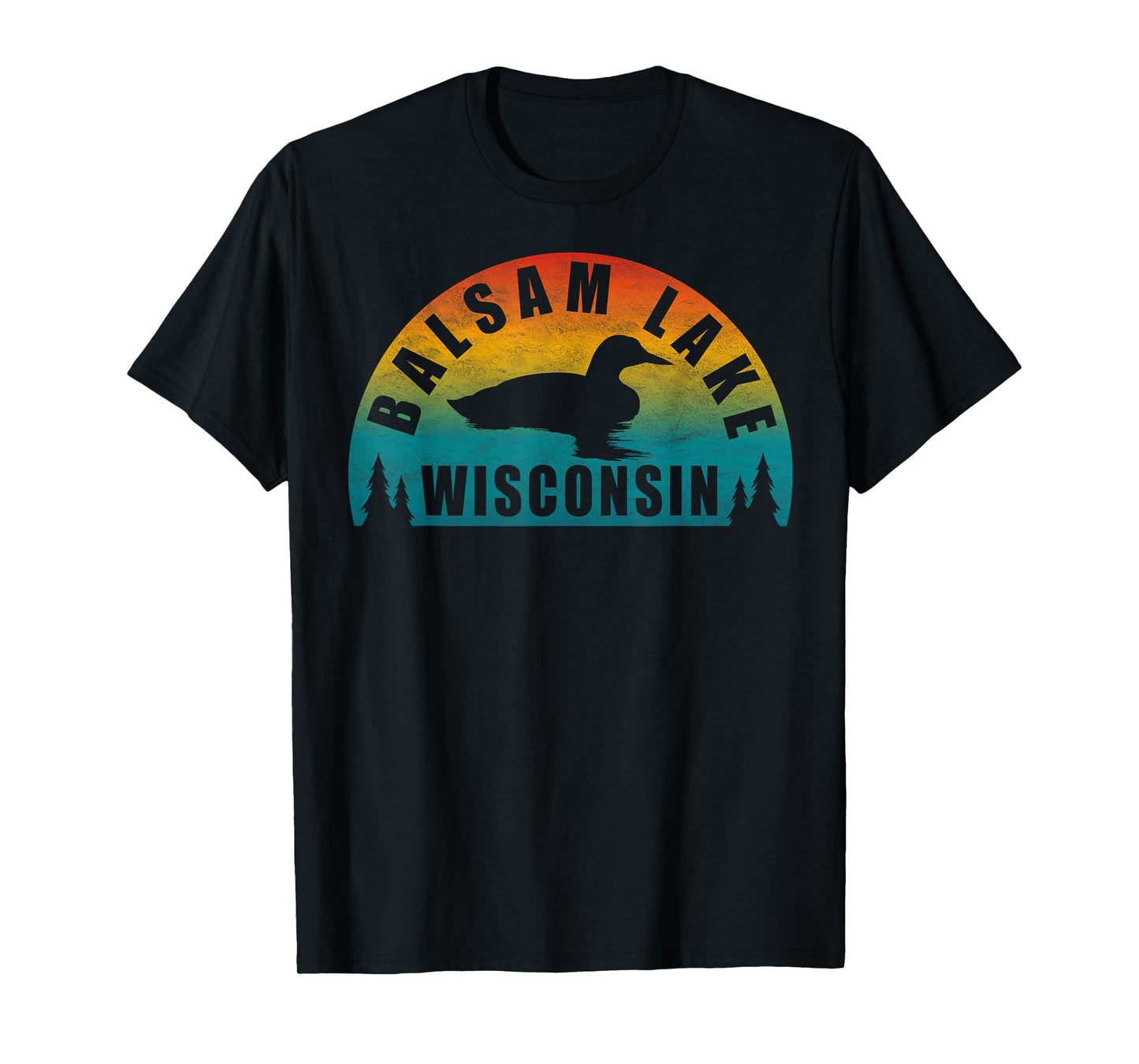 Balsam Lake Northern Wisconsin Sunset Loon T-Shirt