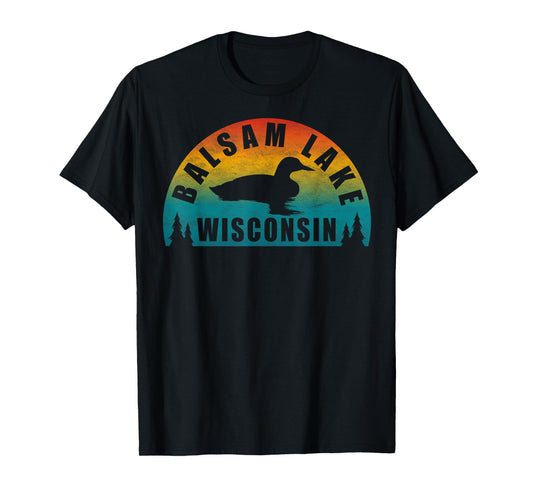 Balsam Lake Northern Wisconsin Sunset Loon T-Shirt