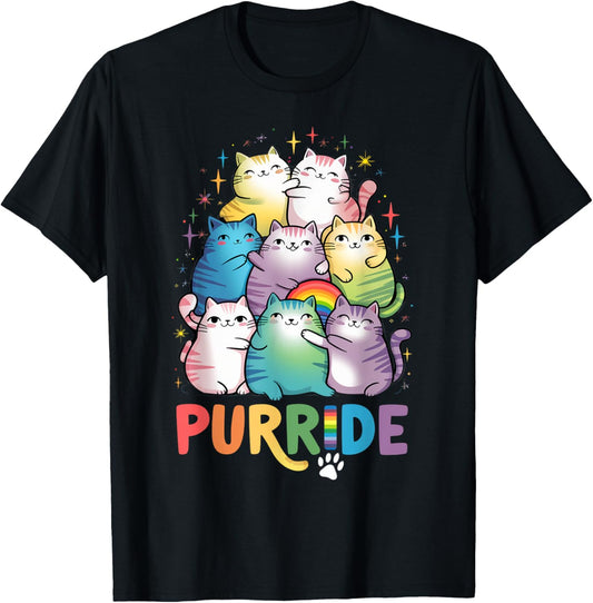 Purride Cat Pride Ally LGBT Rainbow Animal Lovers Women Kids T-Shirt