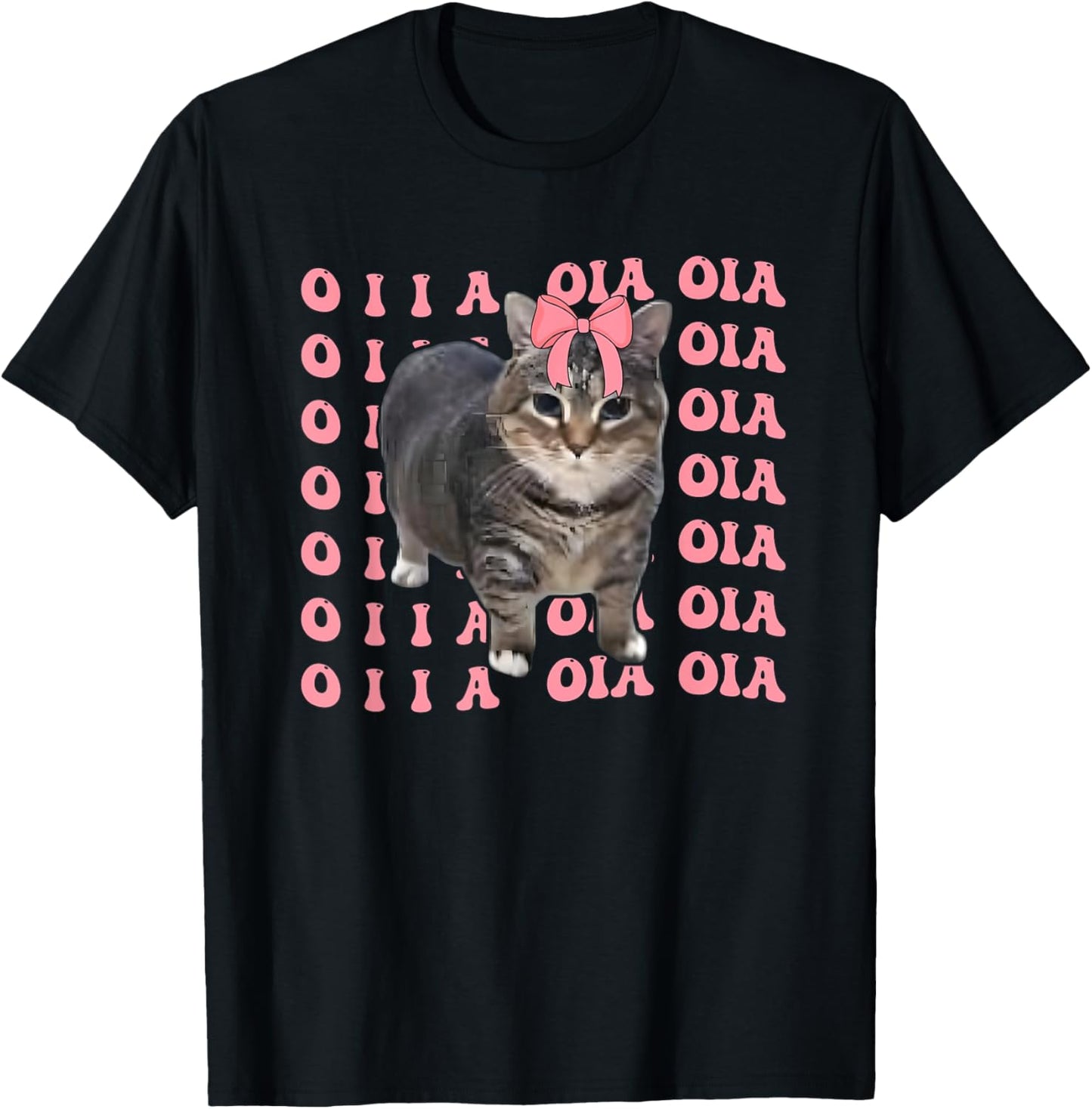 Oia Cat Meme Pink Bow Oiia Cat Coquett Bow Kawai Cat Lover T-Shirt