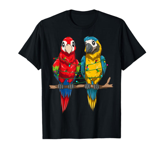 Parrot Christmas Macaw Xmas Lights Bird Lovers Christmas T-Shirt