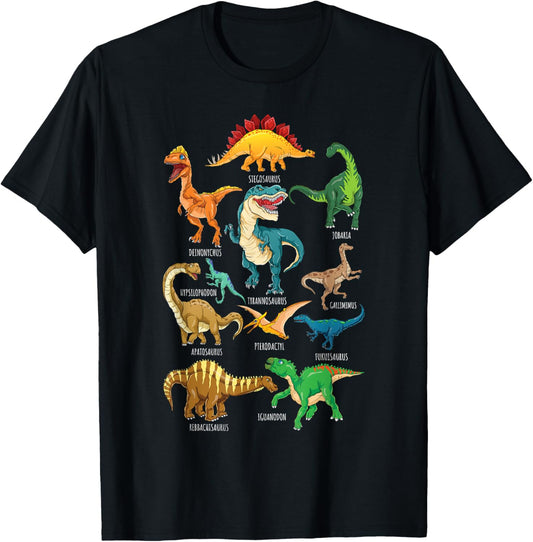 Types Of Dinosaurs Graphics Dino Identification T-Shirt