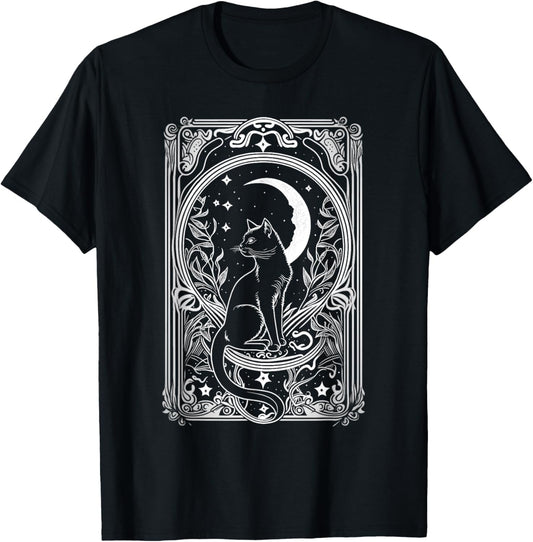 Cute Cat Lover, Moon Tarot Card, Cat Tarot Card Crescet Moon T-Shirt
