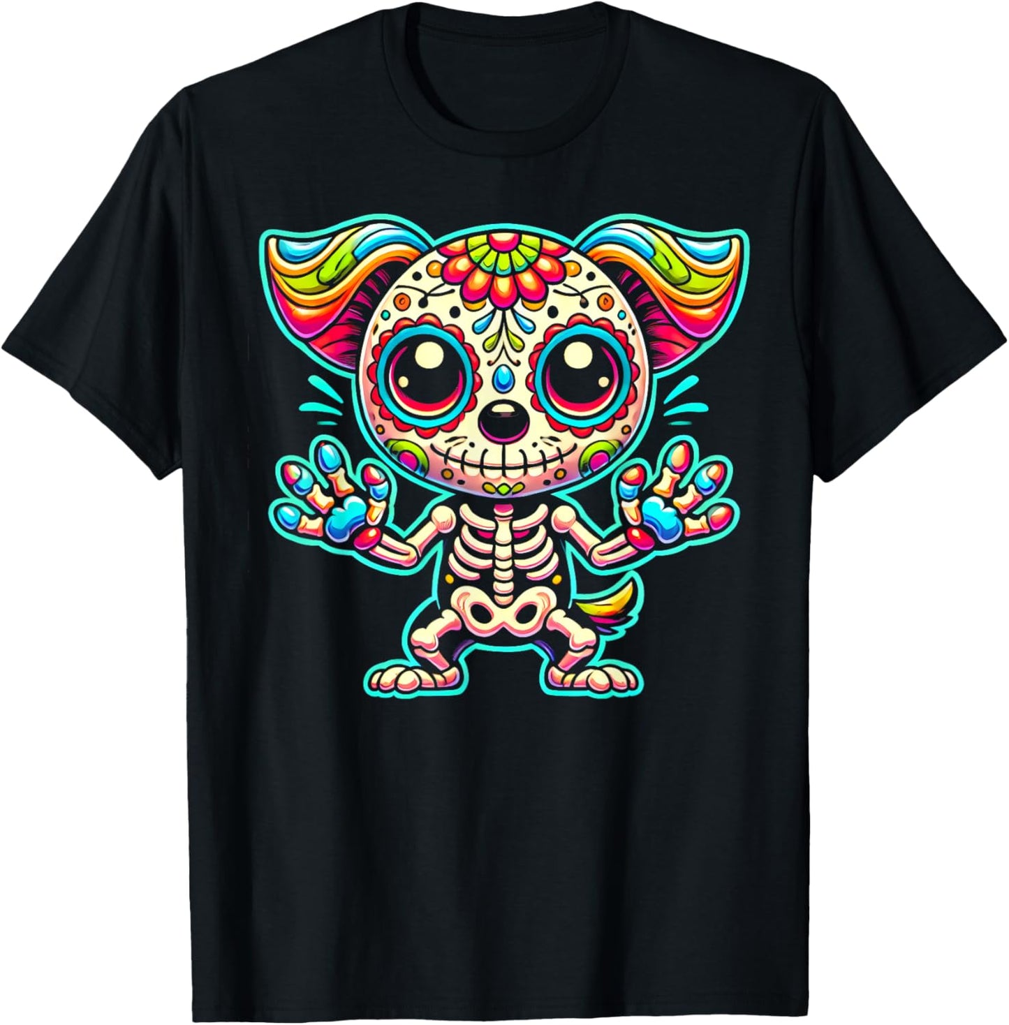 Day of the Dead Sugar Skull Dog Skeleton Cute Pet Lovers T-Shirt