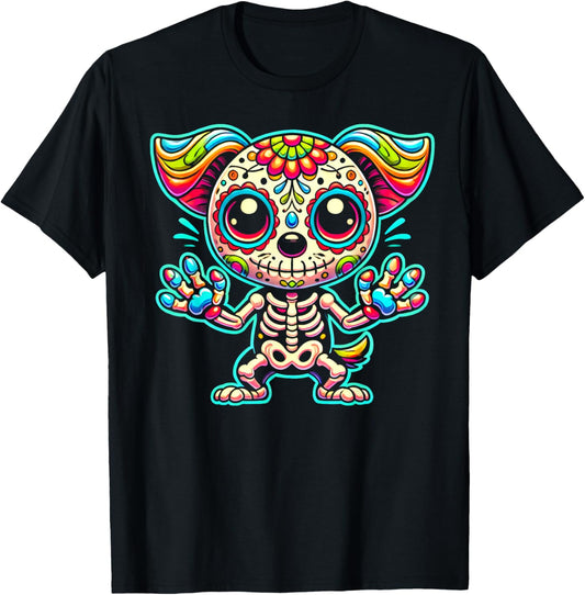 Day of the Dead Sugar Skull Dog Skeleton Cute Pet Lovers T-Shirt
