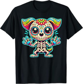 Day of the Dead Sugar Skull Dog Skeleton Cute Pet Lovers Men Women Kids T-Shirt