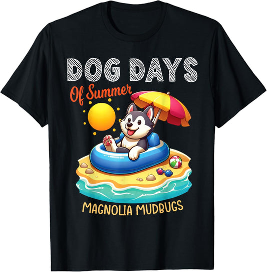 HUSKY on Inflatable Boat Dog Days of Summer Break Vacation T-Shirt
