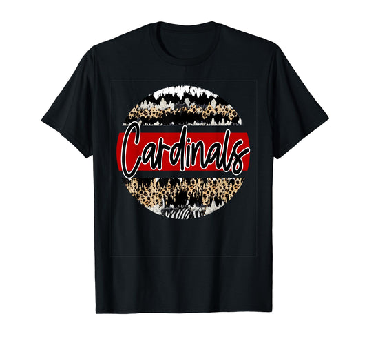 Cardinals Leopard Print School Spirit T-Shirt