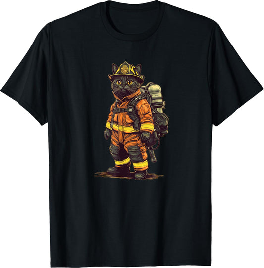 Equipped Fire Brigade Cat Costume T-Shirt