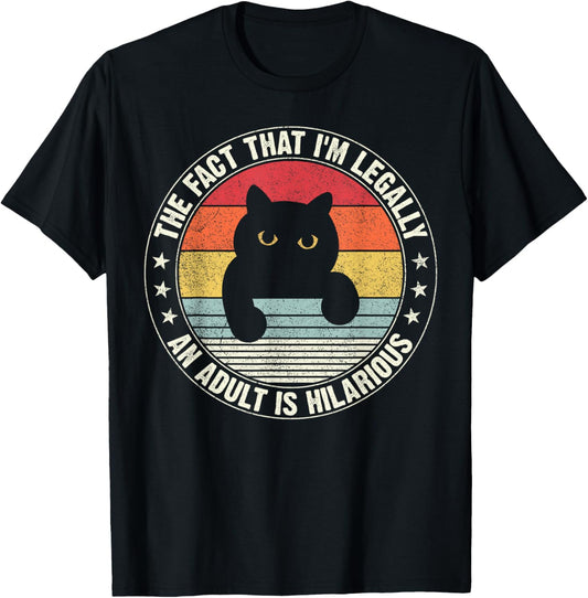 The Fact That I'm Legally An Adult Is Hilarious - Unisex Black Crew Neck T-Shirt - Small - Short Sleeve - Casual - Animal Theme - Birthday Occasion