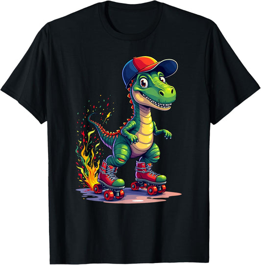 Dinosaurs Roller Skating Funny Trex Skating Rink Roller Love T-Shirt