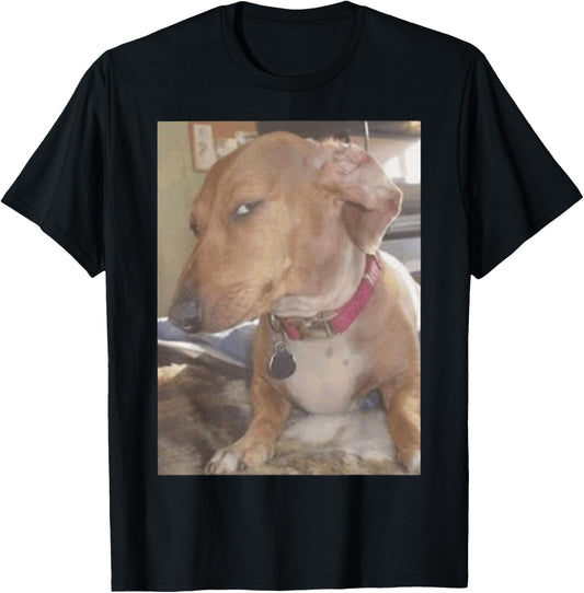 Bombastic Side Eye Funny Dog T-Shirt, Small, Black