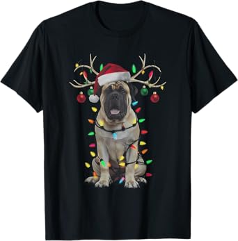 Bullmastiff Christmas Tree Shirt Bullmastiff Santa Hat Lover T-Shirt