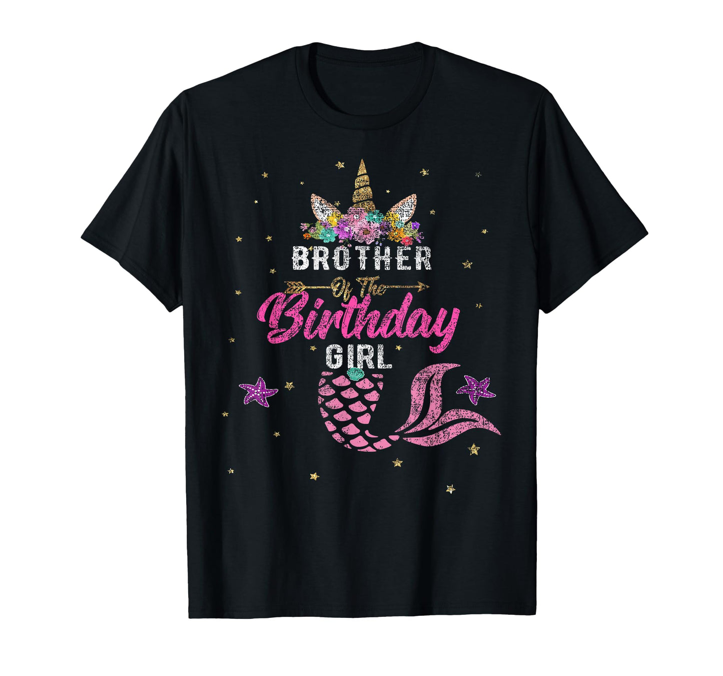 Brother of Birthday Girl Unicorn Shirt Mermaid Tee Gift T-Shirt
