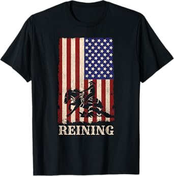 Reining Horse July 4th Flag Funny Equestrian Gift Men Women T-Shirt