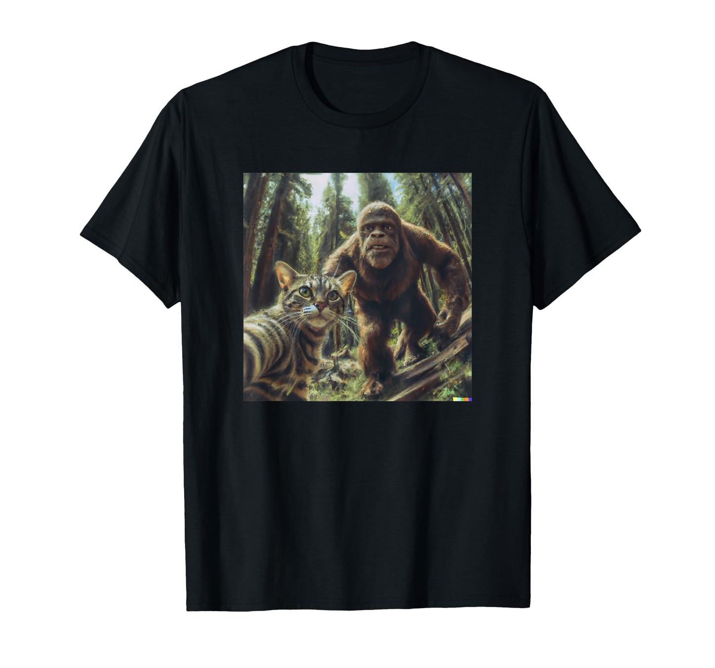 Cat Bigfoot Sasquatch Selfie Photo Funny Retro Classic Humor Men Women Girls Kids T-Shirt