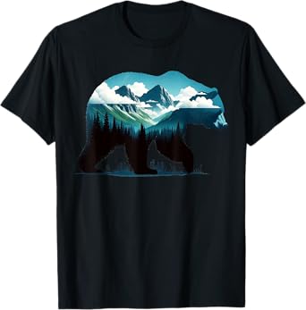 Bear Nature Mountain Tree Funny Outdoor Gifts For Men Women T-Shirt