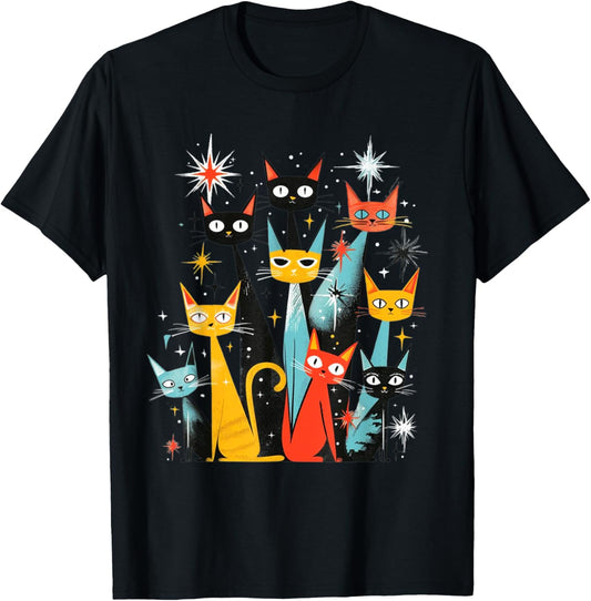 Vintage Retro Mid-Century Modern Look Cats 50s 60s Style T-Shirt