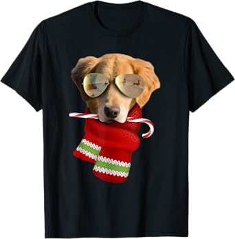 Golden Retriever shirt Christmas Gift Dog Lovers Sunglasses T-Shirt for Men Women Kids