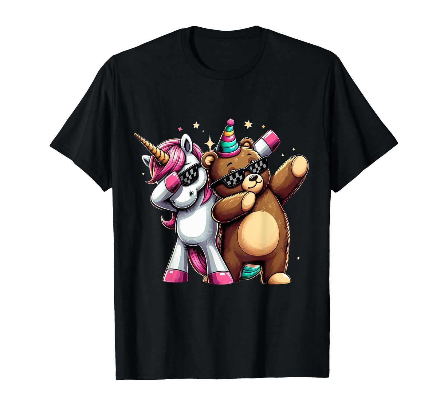 Dabbing Unicorn And Bear Boys Girls Men Women Kids Adults T-Shirt