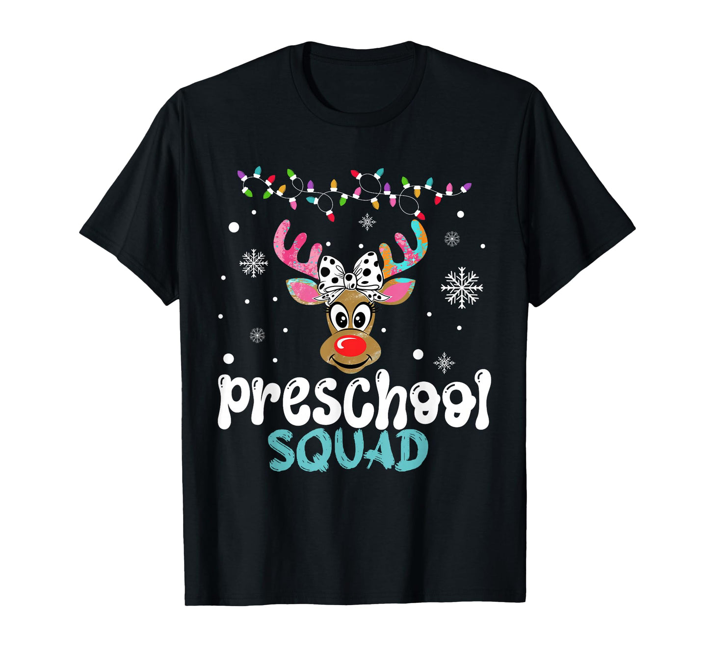 Preschool Teacher Christmas Preschool Squad Reindeer Xmas T-Shirt