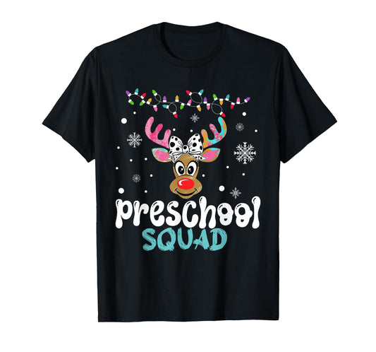 Preschool Teacher Christmas Preschool Squad Reindeer Xmas T-Shirt