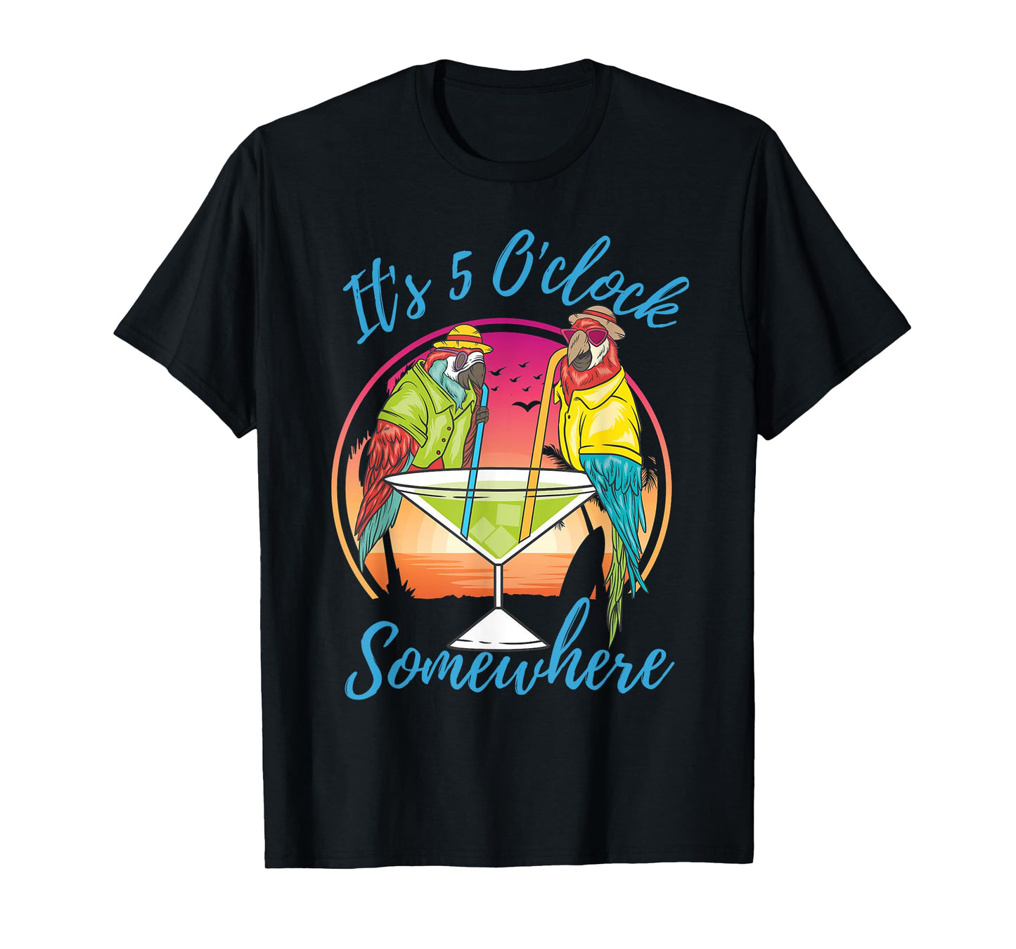 It Is 5 O'clock Somewhere Drinking Parrot T-Shirt