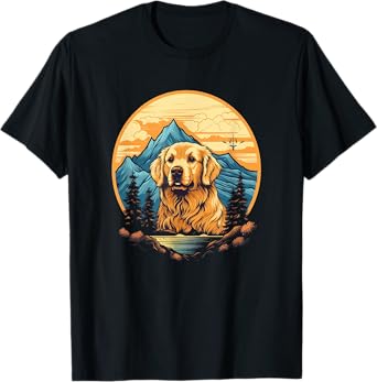 Retro Golden Retriever Men Women Kids T-Shirt