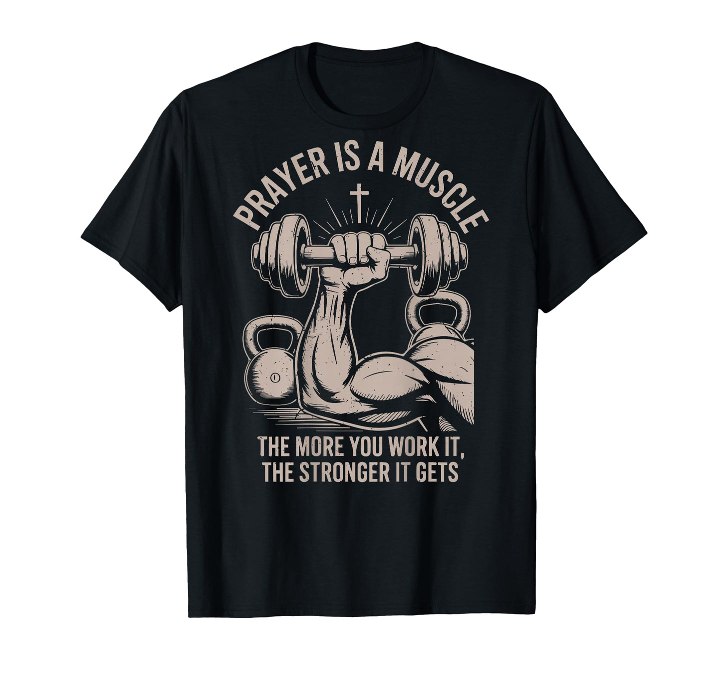 Men's Christian Workout Prayer Is A Muscle Jesus Gym Christ T-Shirt
