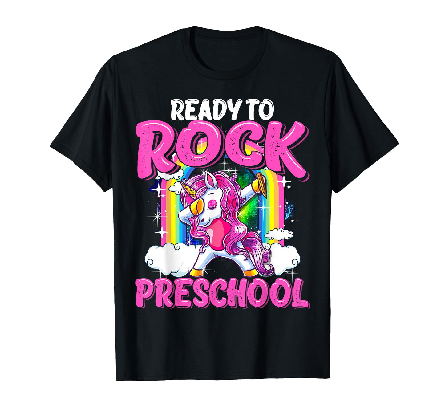 Ready To Rock Preschool Dabbing Unicorn Back To School Girls T-Shirt