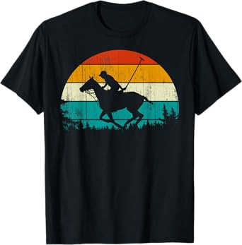 Horse Polo Player Vintage Retro 80s Style Horse Riding T-Shirt