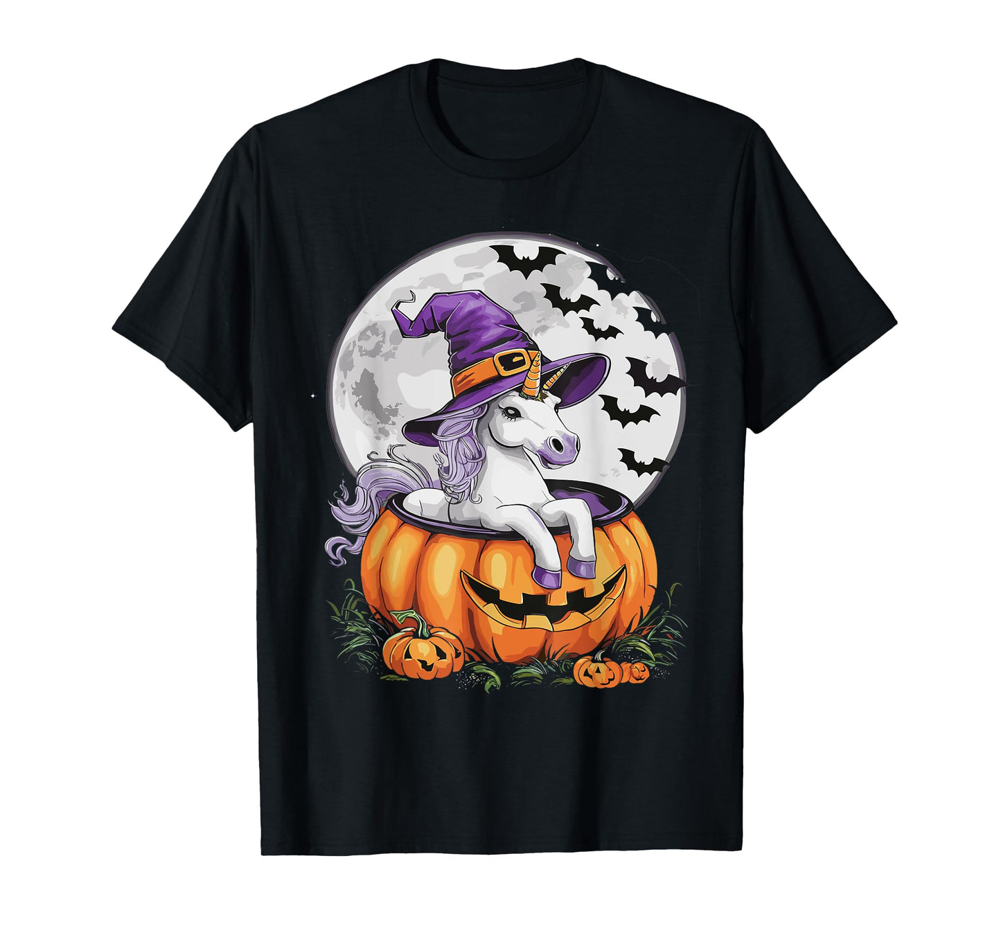 Cute Unicorn Halloween Girls Women Witchy Unicorn Halloween T-Shirt