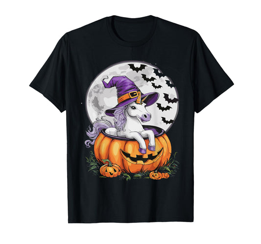 Cute Unicorn Halloween Girls Women Witchy Unicorn Halloween T-Shirt