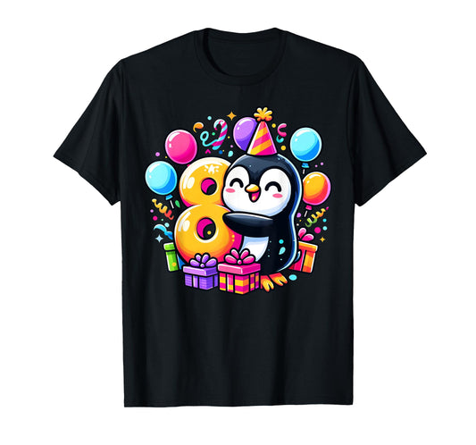 Kids Penguin Theme eighth Bday Party 8th Penguin Birthday T-Shirt